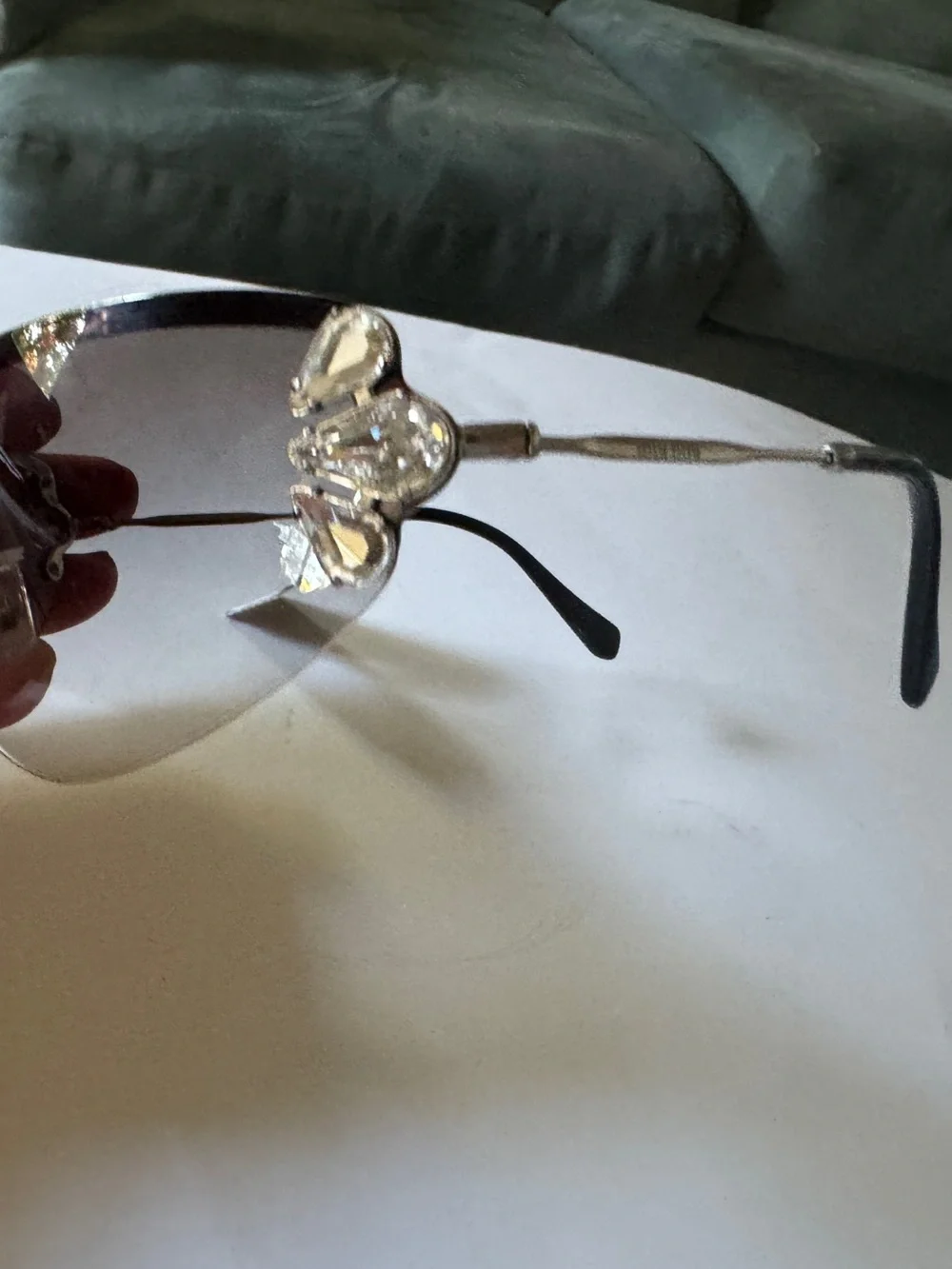 Miu Miu MU 66US-48 Rimless Crystal Shield Sunglasses NWT made in Italy